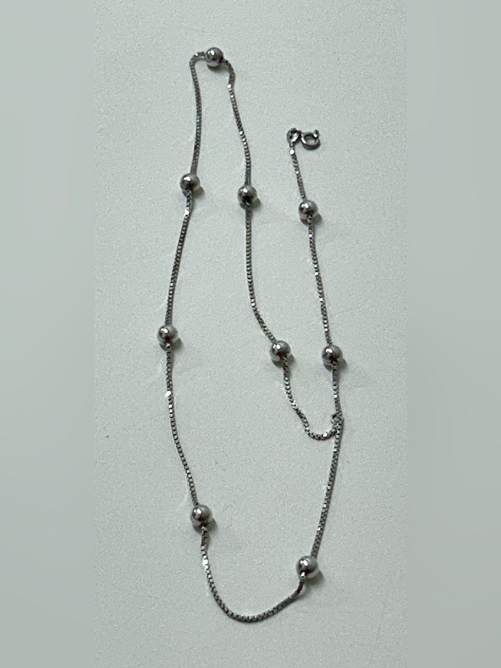 Vintage Sterling Silver Beaded Box Chain Necklace - Picture 11 of 16